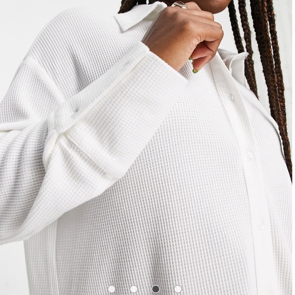4th & Reckless Taina oversized waffle shirt in white size s - Picture 2 of 10